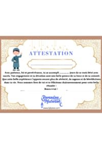 Attestation de Ramadan garçon