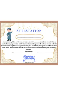 Attestation de Ramadan garçon Attestation de Ramadan garçon