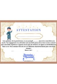 Attestation de Ramadan garçon